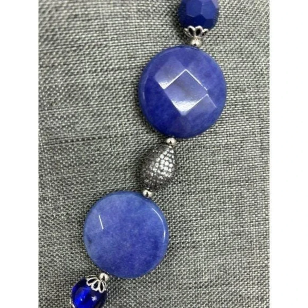 Necklace Lapis Lazuli Blue Pave Lobster Clasp Y-Drop Style New with Tags